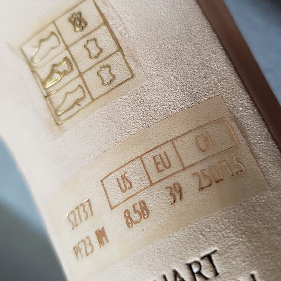 Stuart Weitzman Nudistsong Heels Adobe 8.5 STUA-WZ128 Tan Brown Patent Leather - Picture 9 of 16